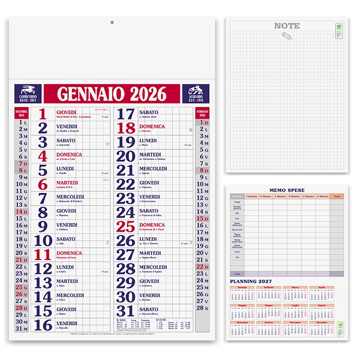 Immagine Calendario Olandese personalizzato Quadrettato 30 x 47 cm