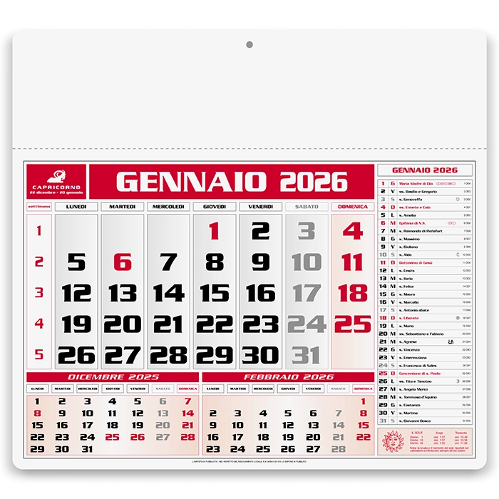 Immagine CALENDARIO AMERICANO cm 43x41