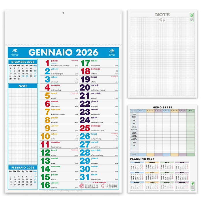 Immagine Calendario olandese personalizzato Multicolor Notes 30 x 47 cm