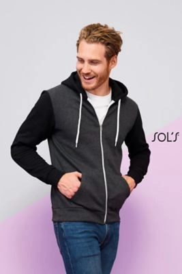 Immagine Felpa cappuccio e zip bicolore unisex SILVER