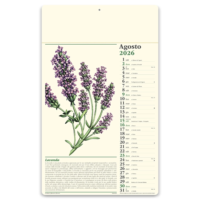 Immagine Calendario erboristeria 31 x 52,5 cm formato olandese personalizzato