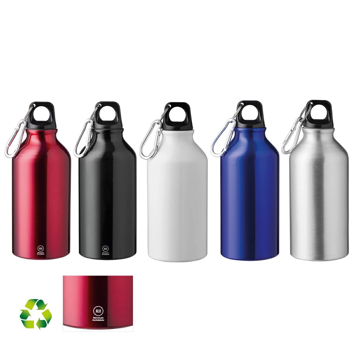 Immagine BORRACCIA CON MOSCHETTONE IN ALLUMINIO RICICLATO 400ML