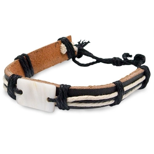 Immagine BRACCIALE PELLE/MADREPERLA 