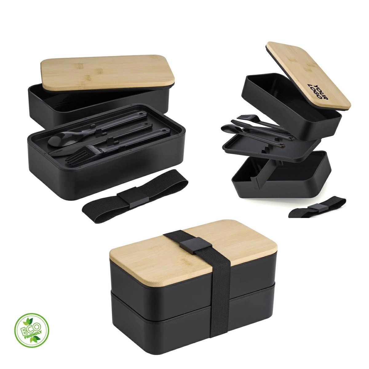 Immagine CONTENITORE PRANZO LUNCH BOX 2 SCOMPARTI CON POSATE