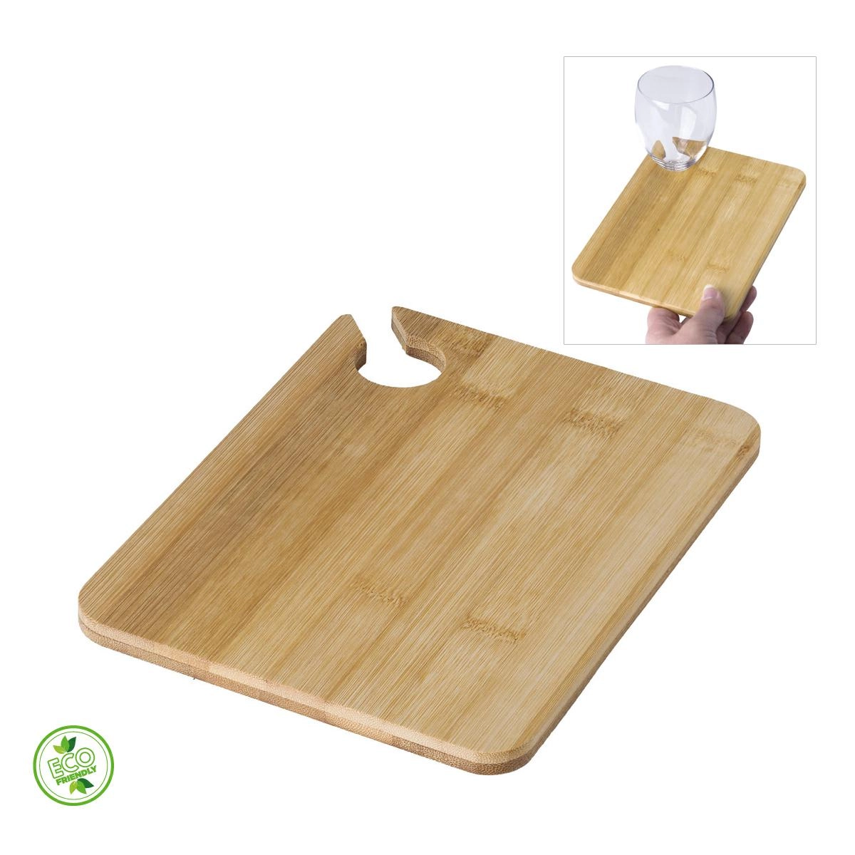 Immagine VASSOIO IN BAMBOO CON FORO PORTABICCHIERE