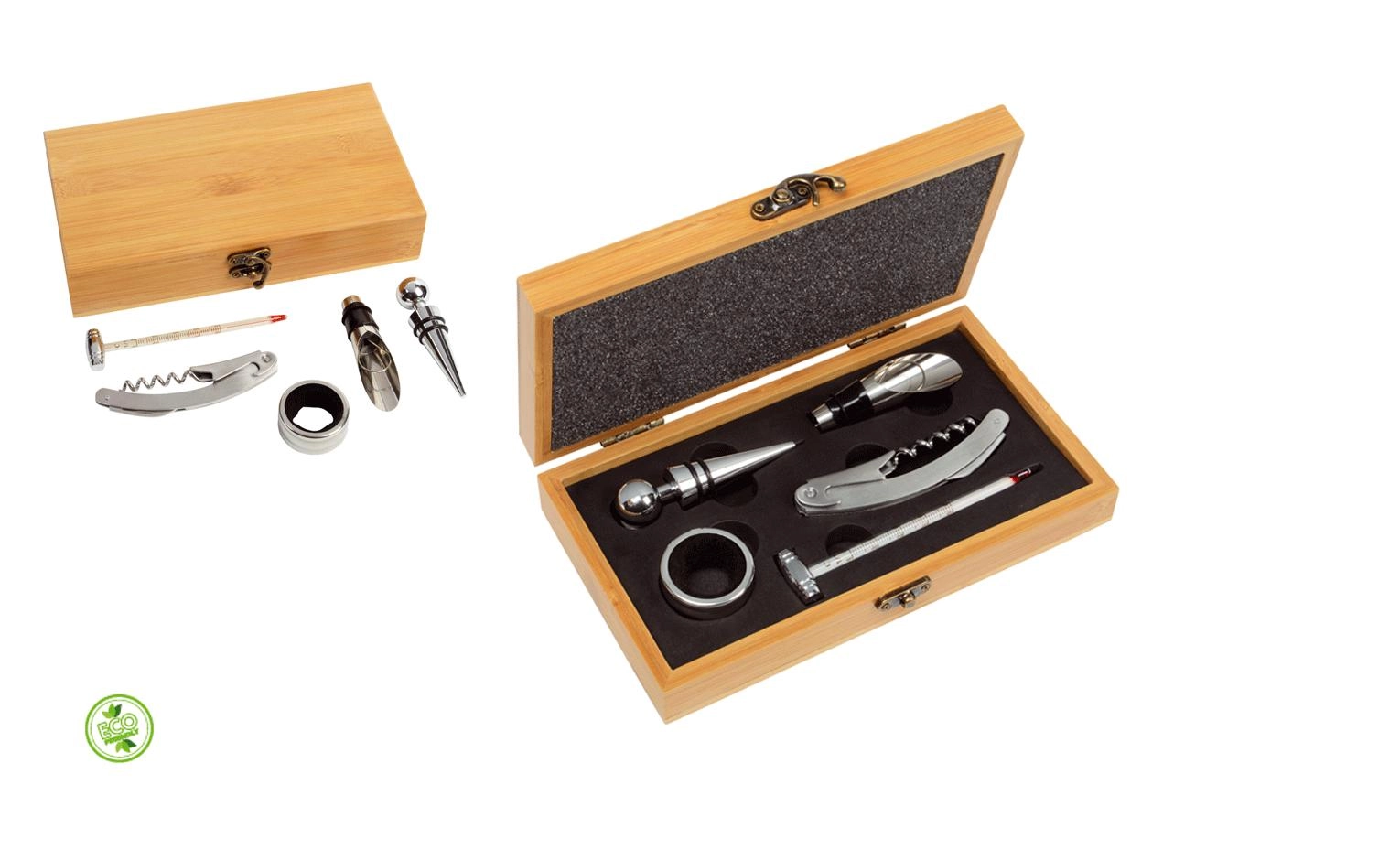 Immagine SET VINO SCATOLA IN BAMBOO CON 5 ACCESSORI