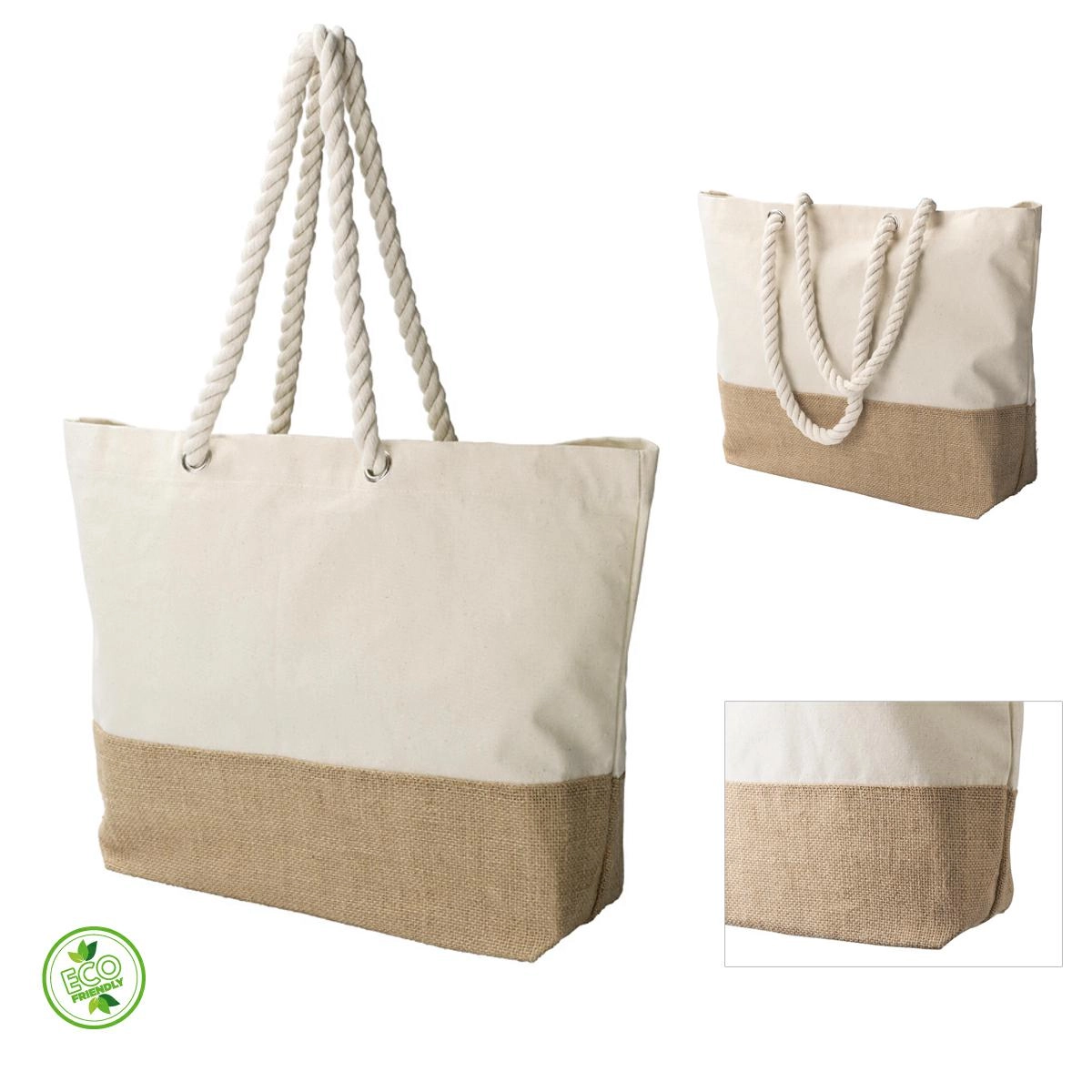 Immagine SHOPPER BAG IN COTONE E JUTA 280G 48x35x15