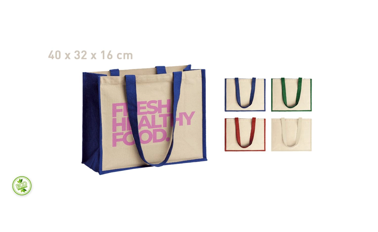 Immagine SHOPPER IN JUTA E COTONE MANICI LUNGHI 40x32x16