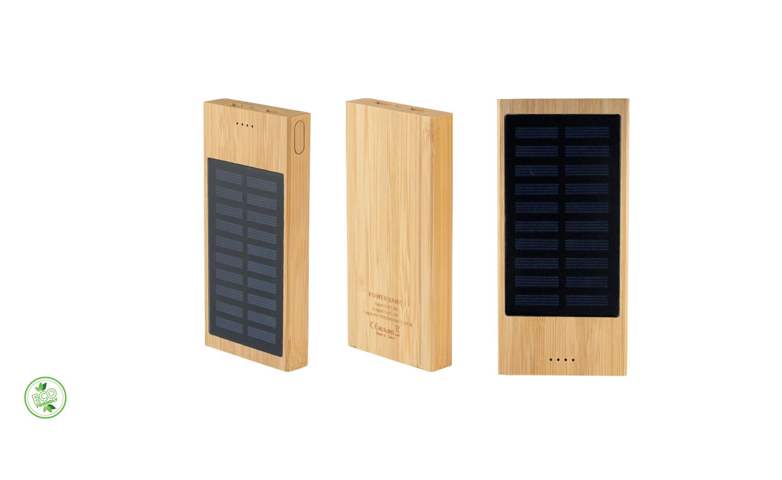 Immagine POWERBANK SOLARE IN BAMBOO USCITA USB E MICRO USB