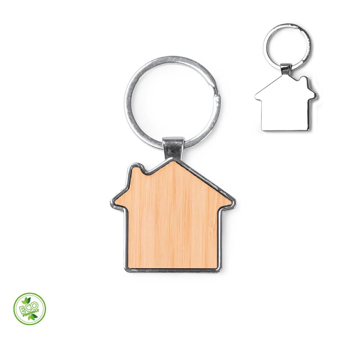 Immagine PORTACHIAVI IN BAMBOO E METALLO A FORMA DI CASA