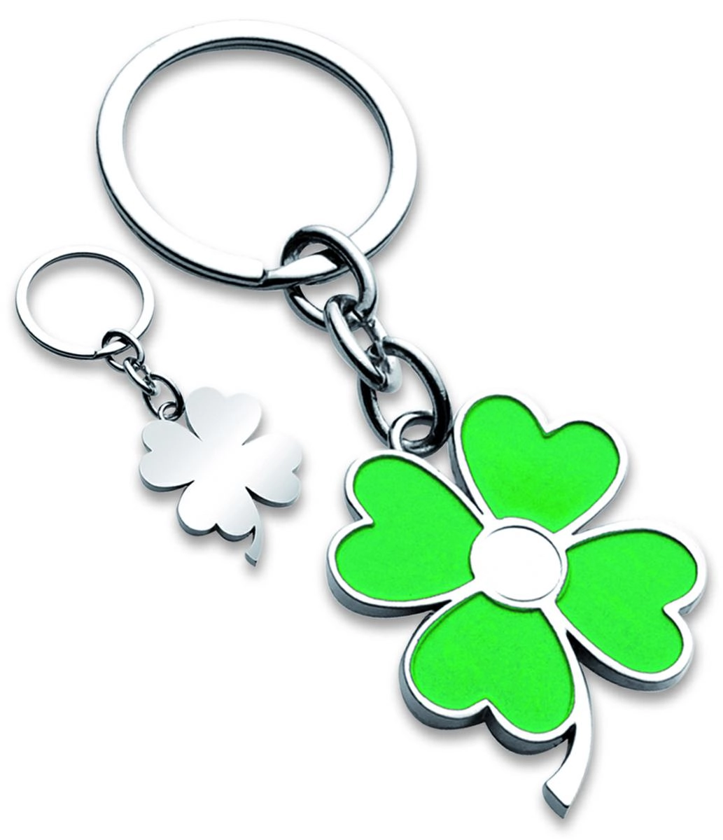 Immagine PORTACHIAVI QUADRIFOGLIO IN METALLO E LACCA VERDE