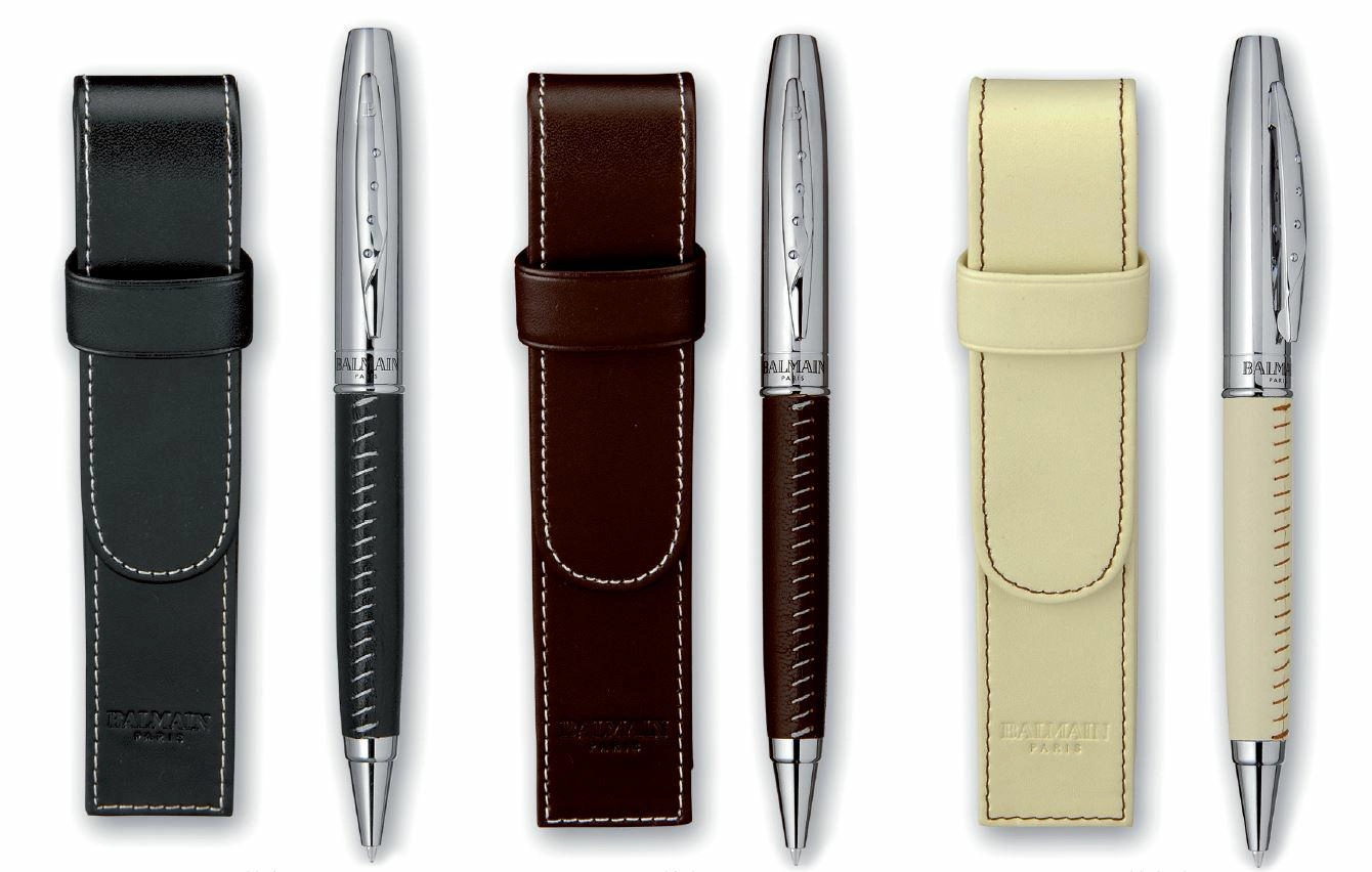 Immagine Penna Sfera in metallo e pelle BALMAIN