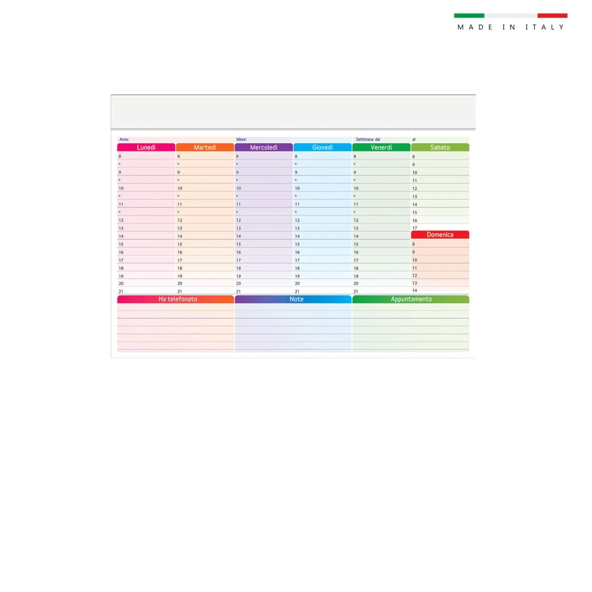 Immagine PLANNING MEDIO MULTICOLOR 30x21cm 50 FOGLI
