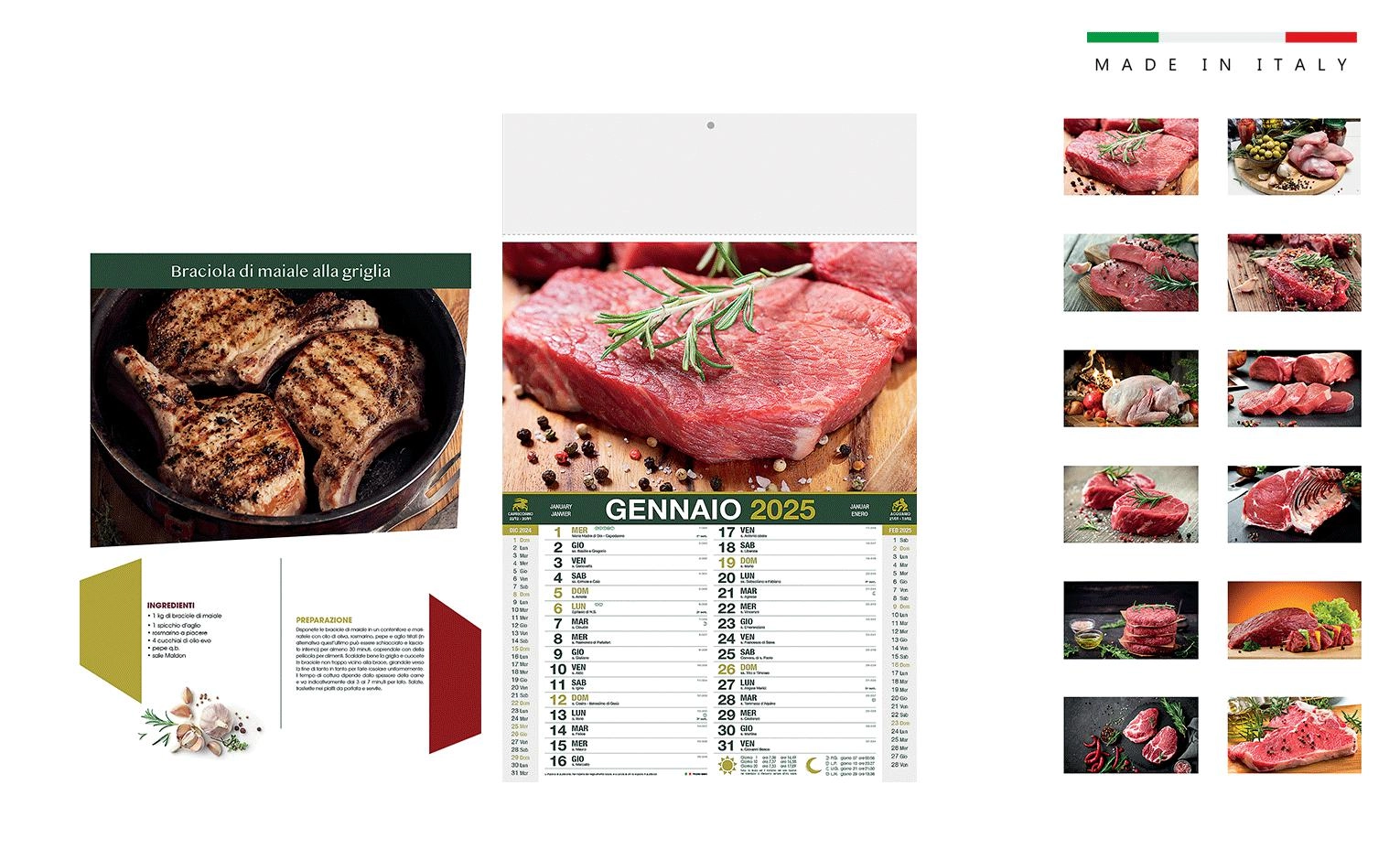 Immagine Calendario CARNE IN TAVOLA mensile 12 fogli 28,8x47
