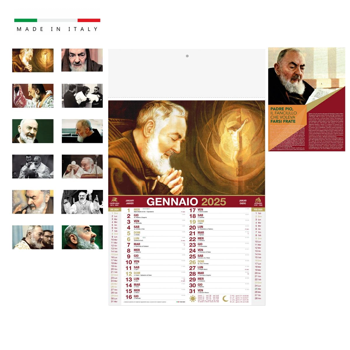 Immagine Calendario SAN PIO mensile 12 fogli 28,8x47