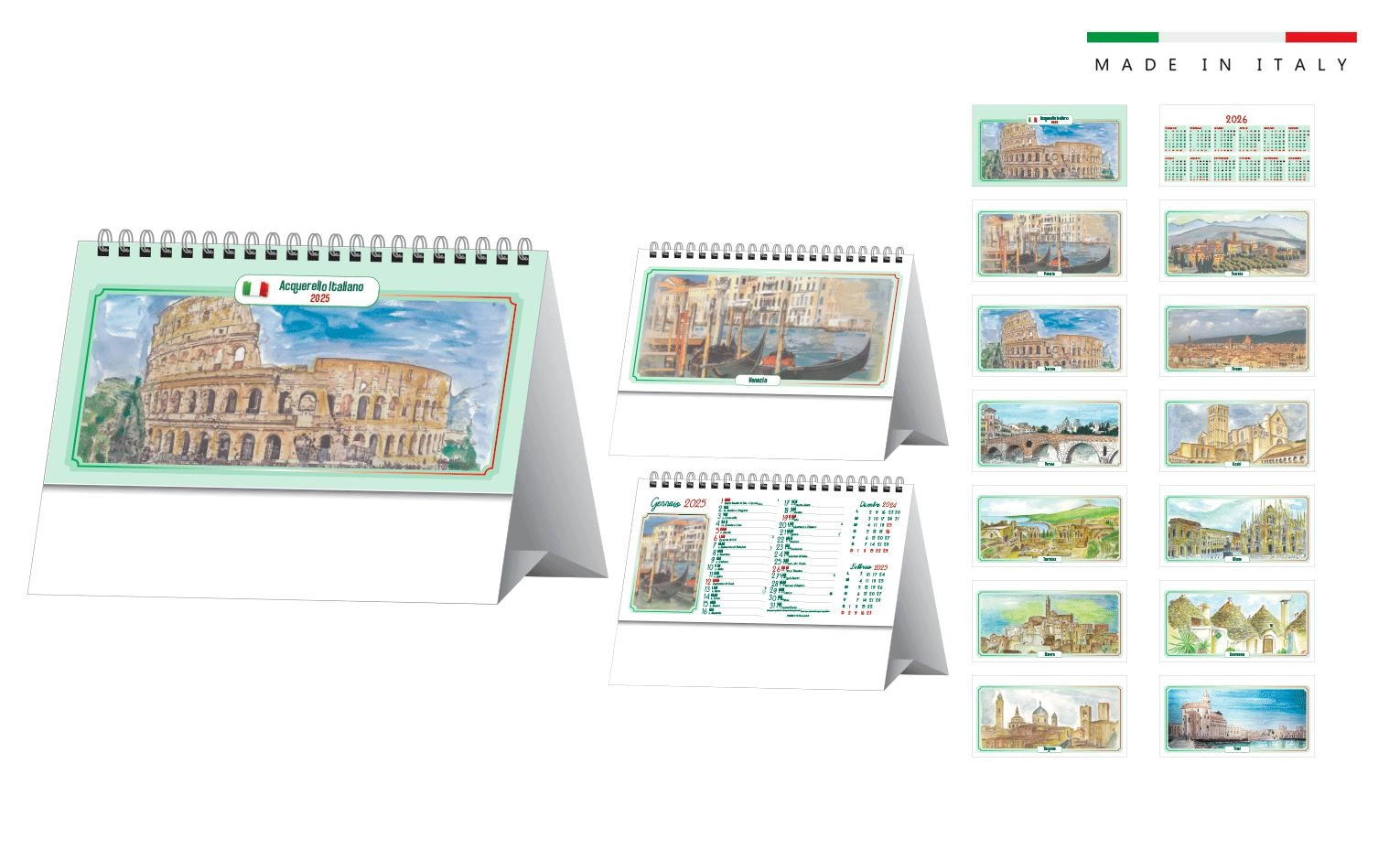 Immagine Calendario da tavolo ACQUERELLO ITALIANO