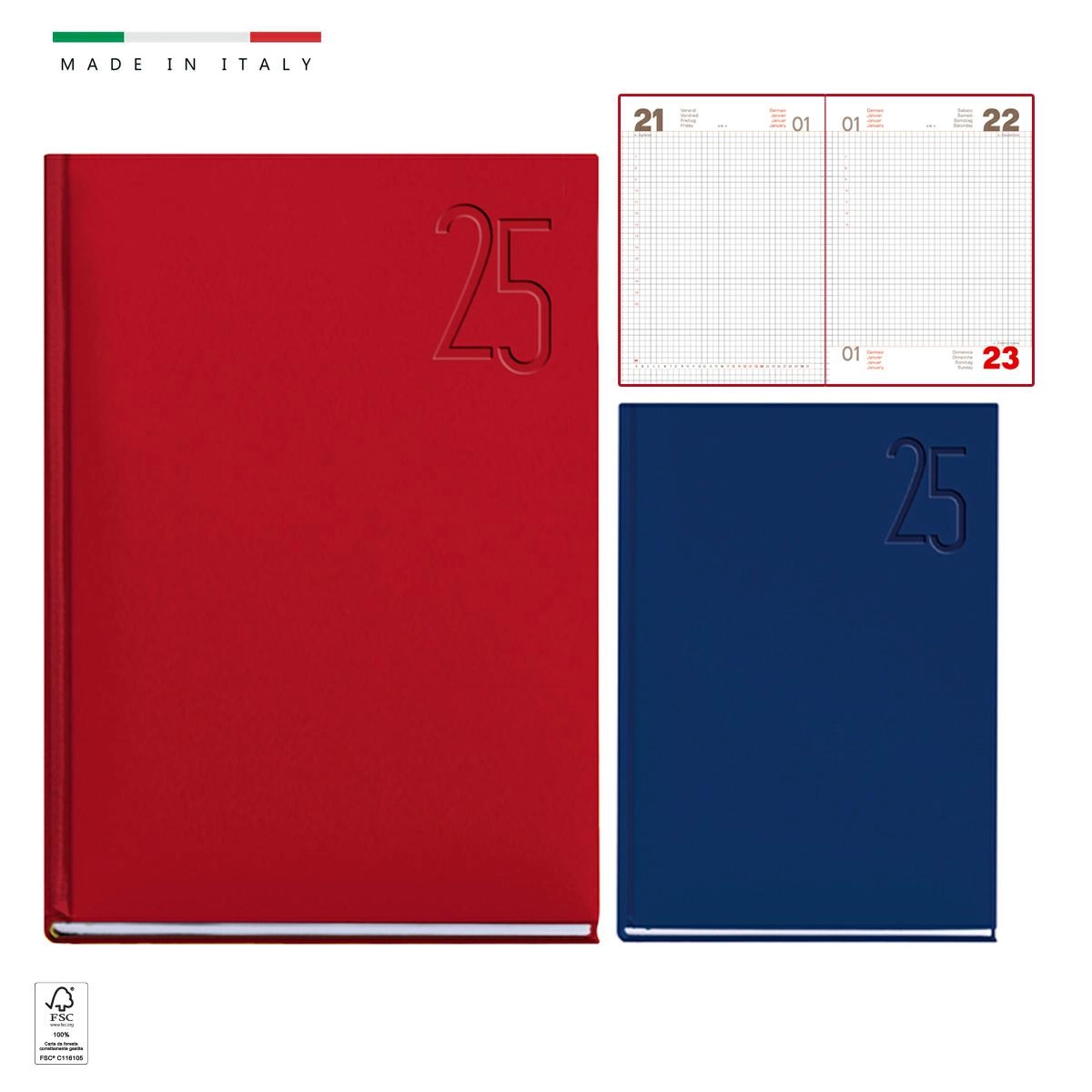 Immagine AGENDA GIORNALIERA 17X24 INTERNO QUADRETTATO IN MATRA