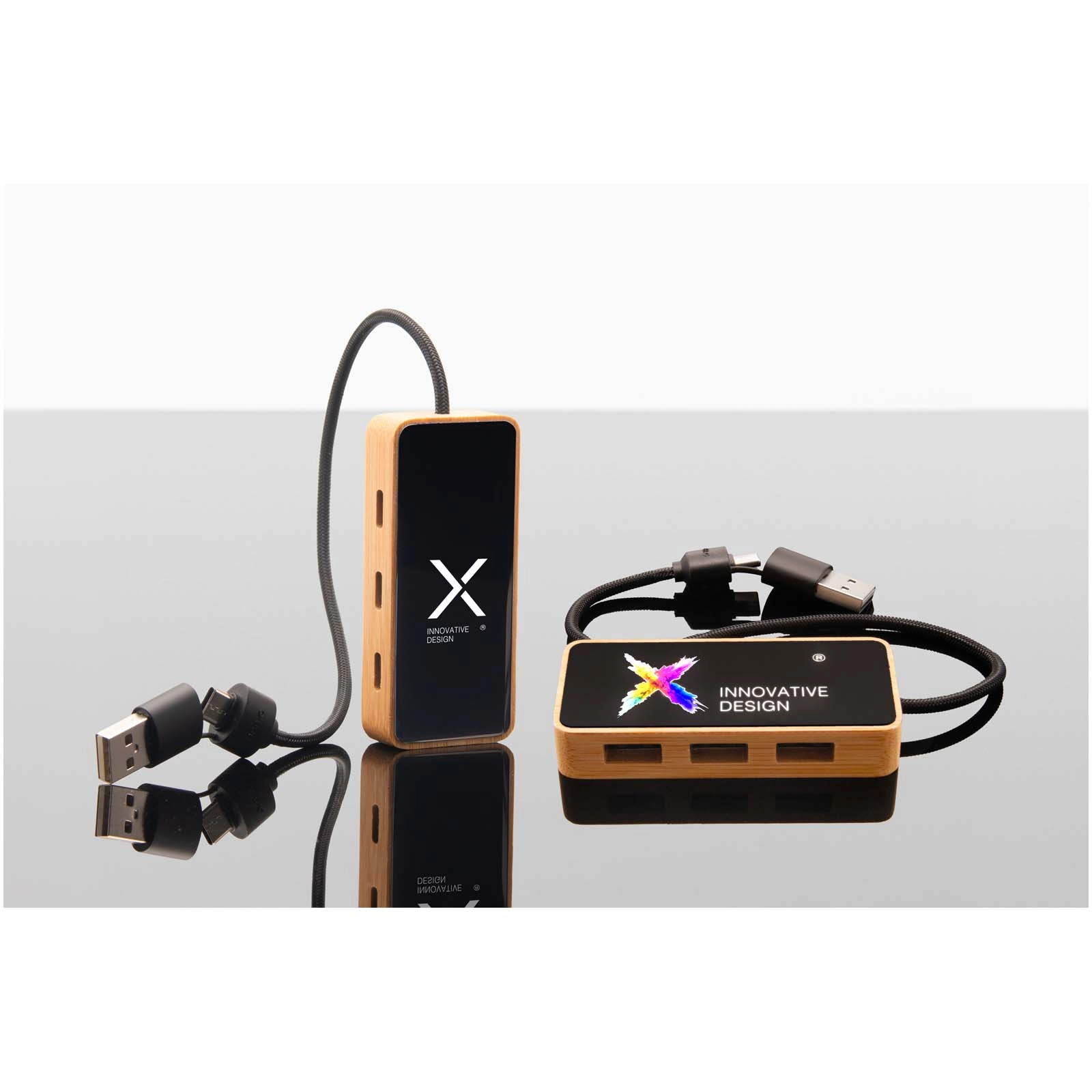 Immagine Hub USB 8 in 1 in legno con doppio ingresso e 6 porte SCX.design H21