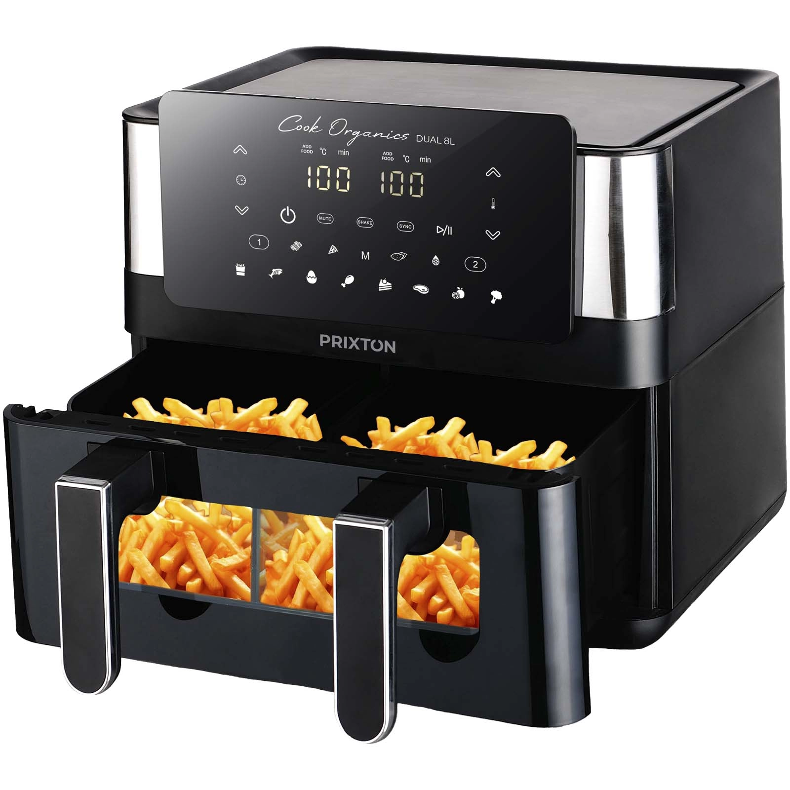 Immagine Friggitrice ad aria da 8 litri con doppio cestello Prixton Cook Organics