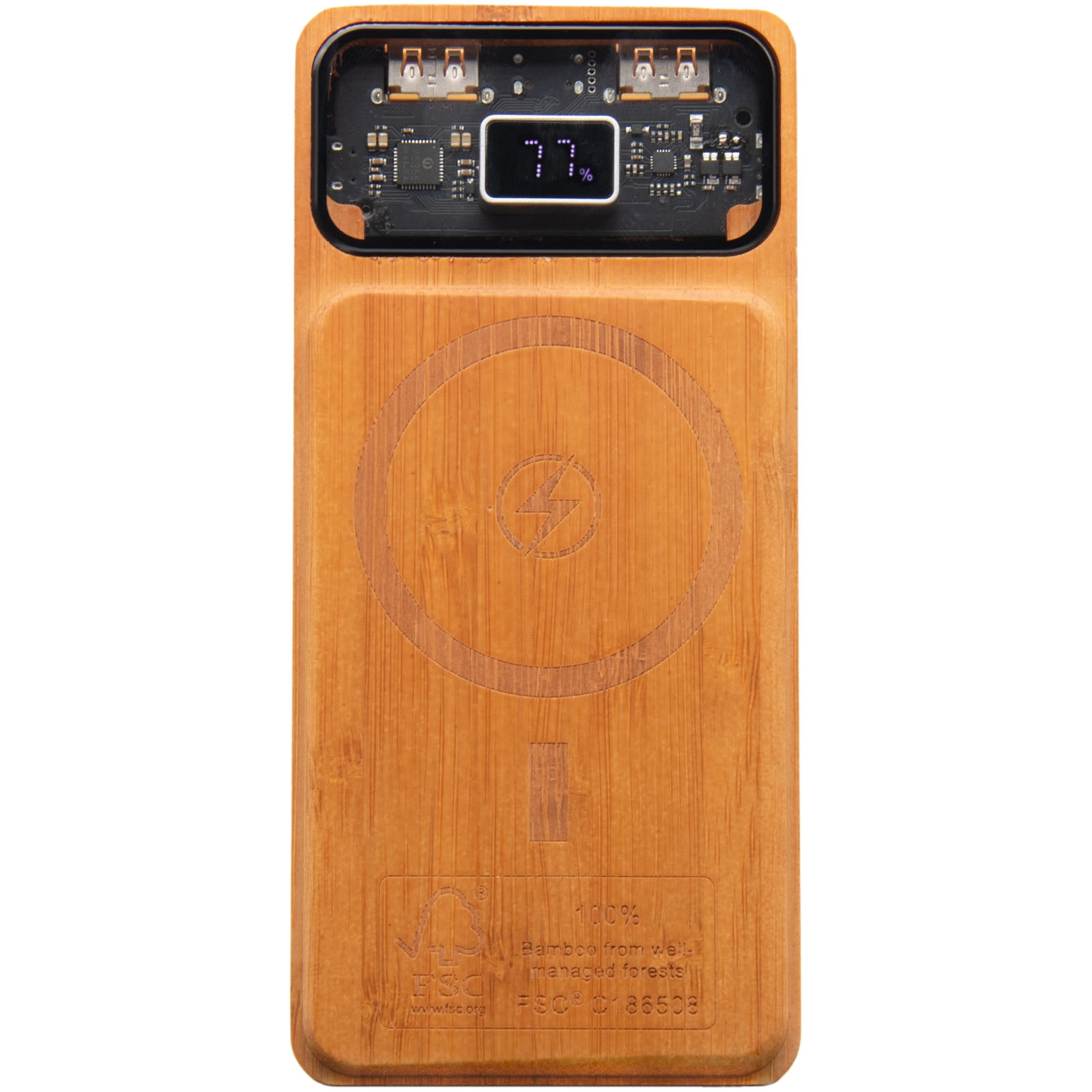 Immagine Power bank magnetico da 10.000 mAh e 15 W in legno SCX.design P48