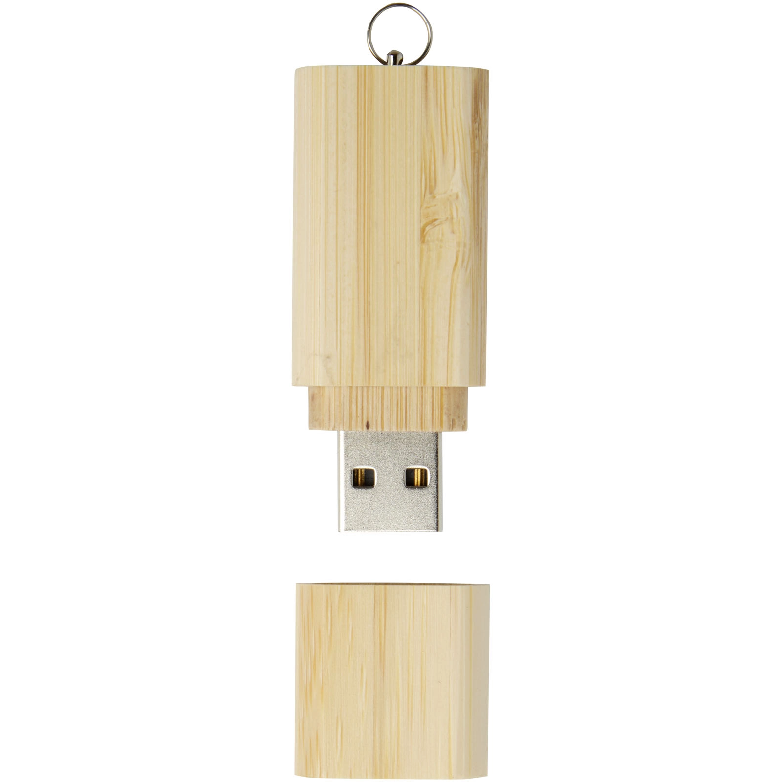 Immagine USB 2.0 in bambù con portachiavi