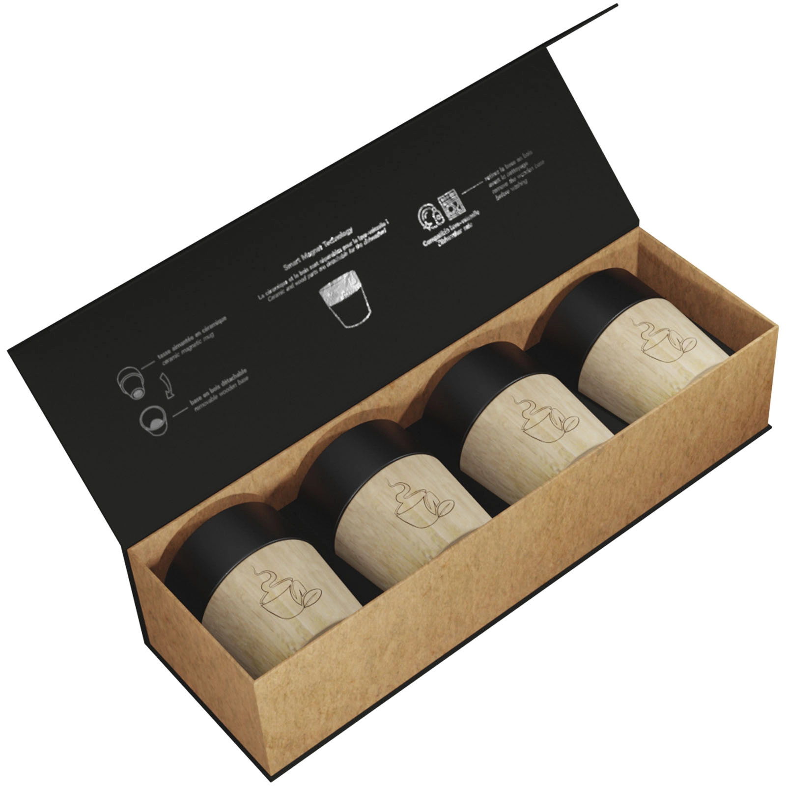 Immagine Set di 4 tazze da caffè magnetiche in ceramica SCX.design D06