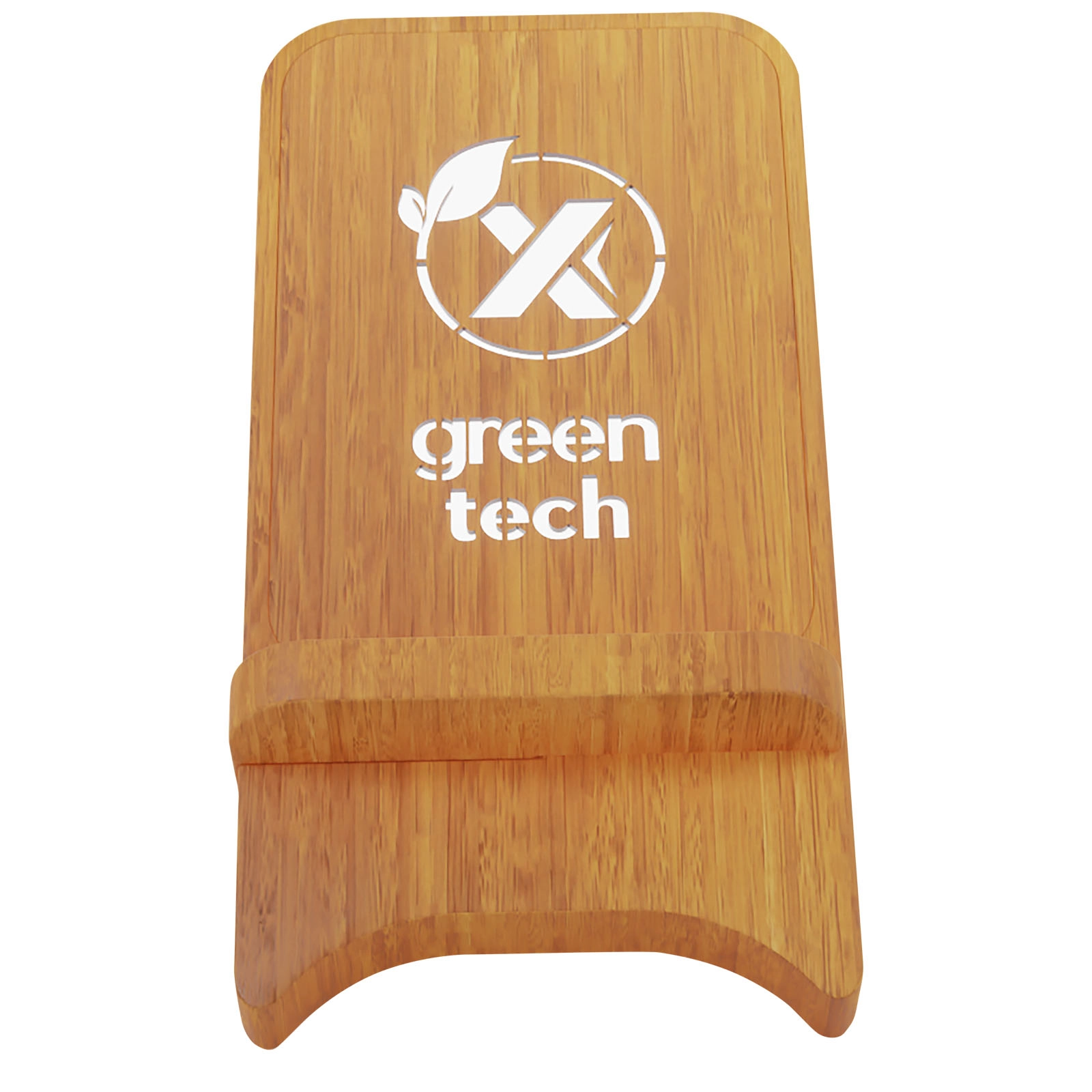 Immagine Supporto per telefono in legno con ricarica wireless da 10 W e logo luminoso SCX.design W26