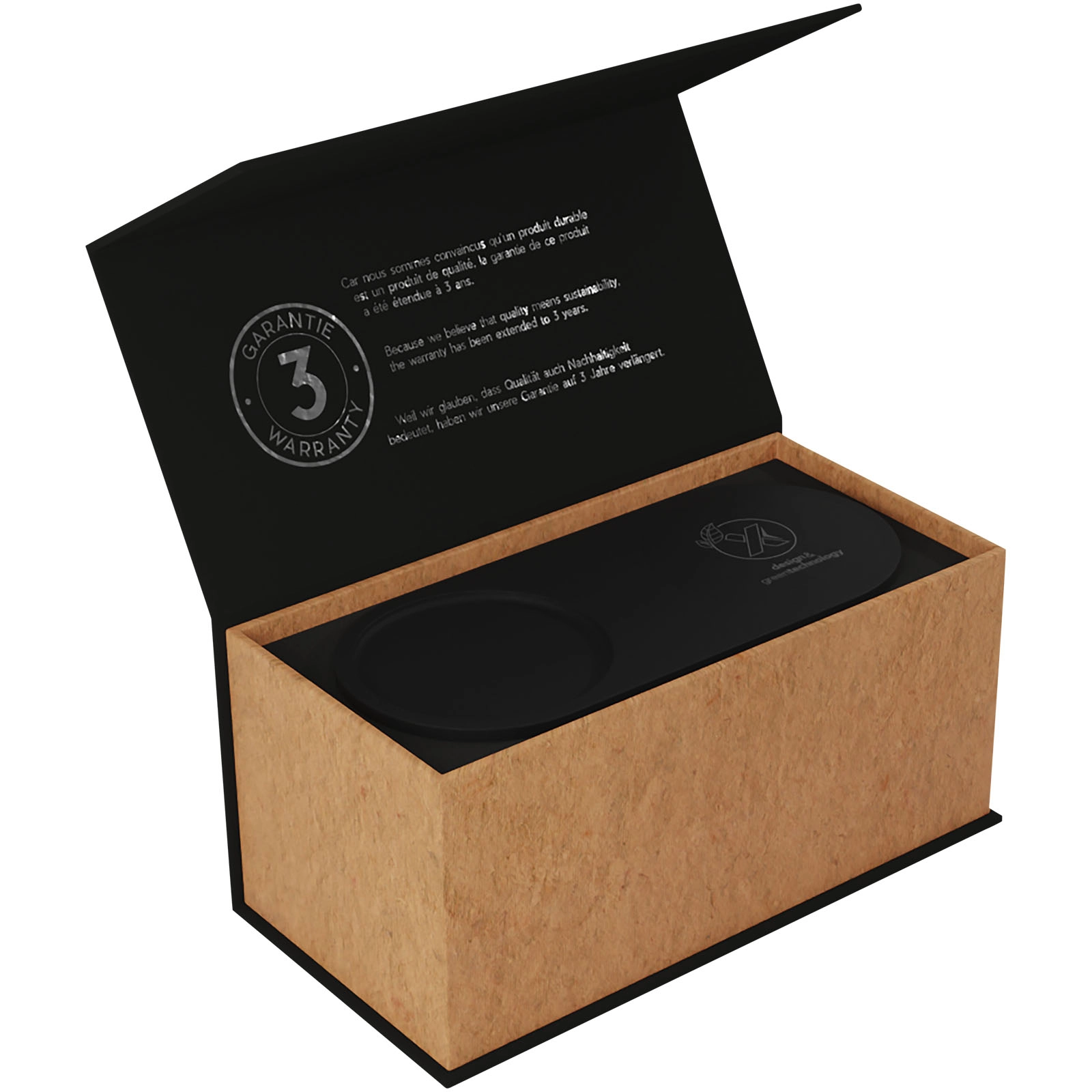 Immagine Stazione di ricarica wireless da 10 W con logo luminoso e portamatite in bambù SCX.design W17