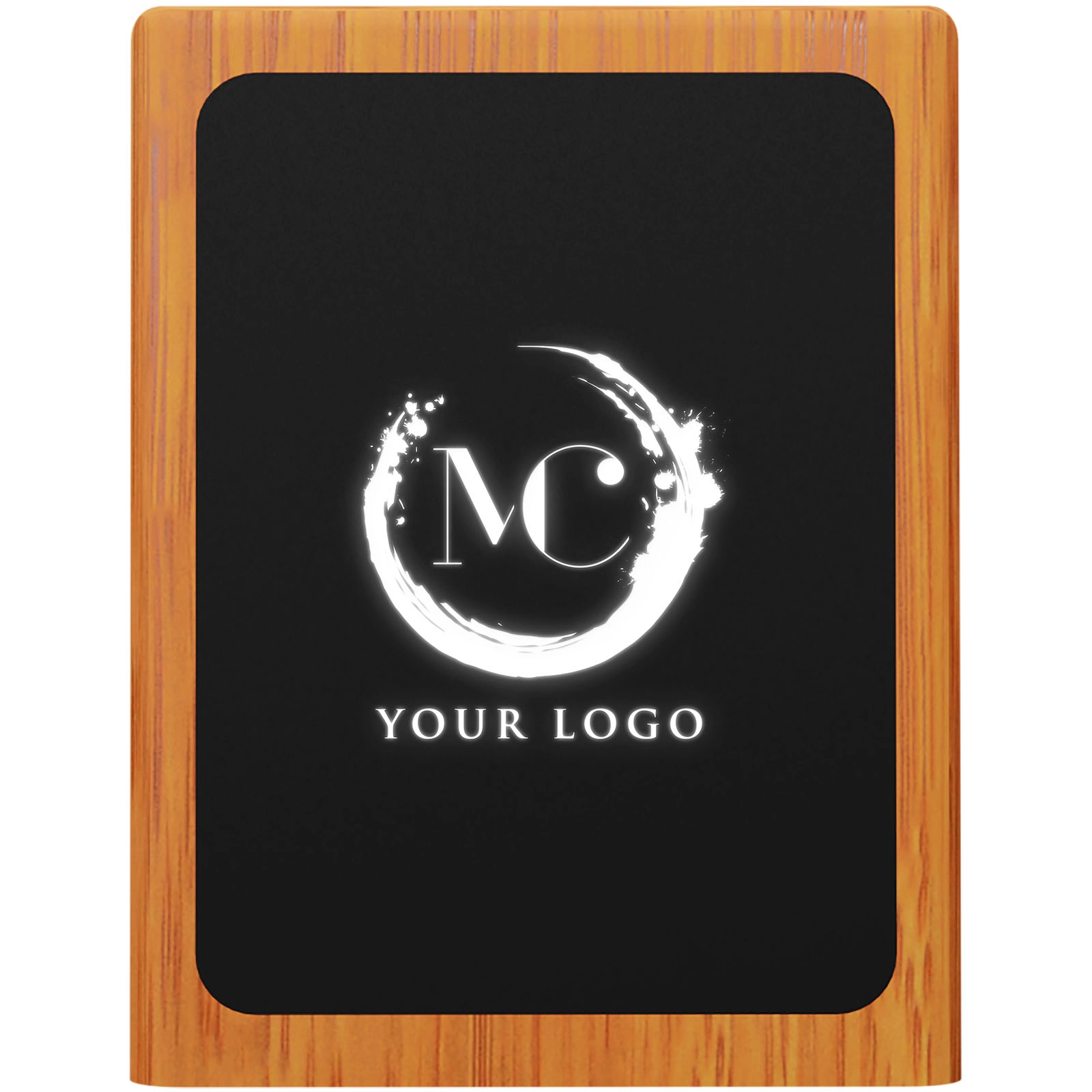 Immagine Portamatite in legno con logo luminoso e doppia uscita USB SCX.design O12