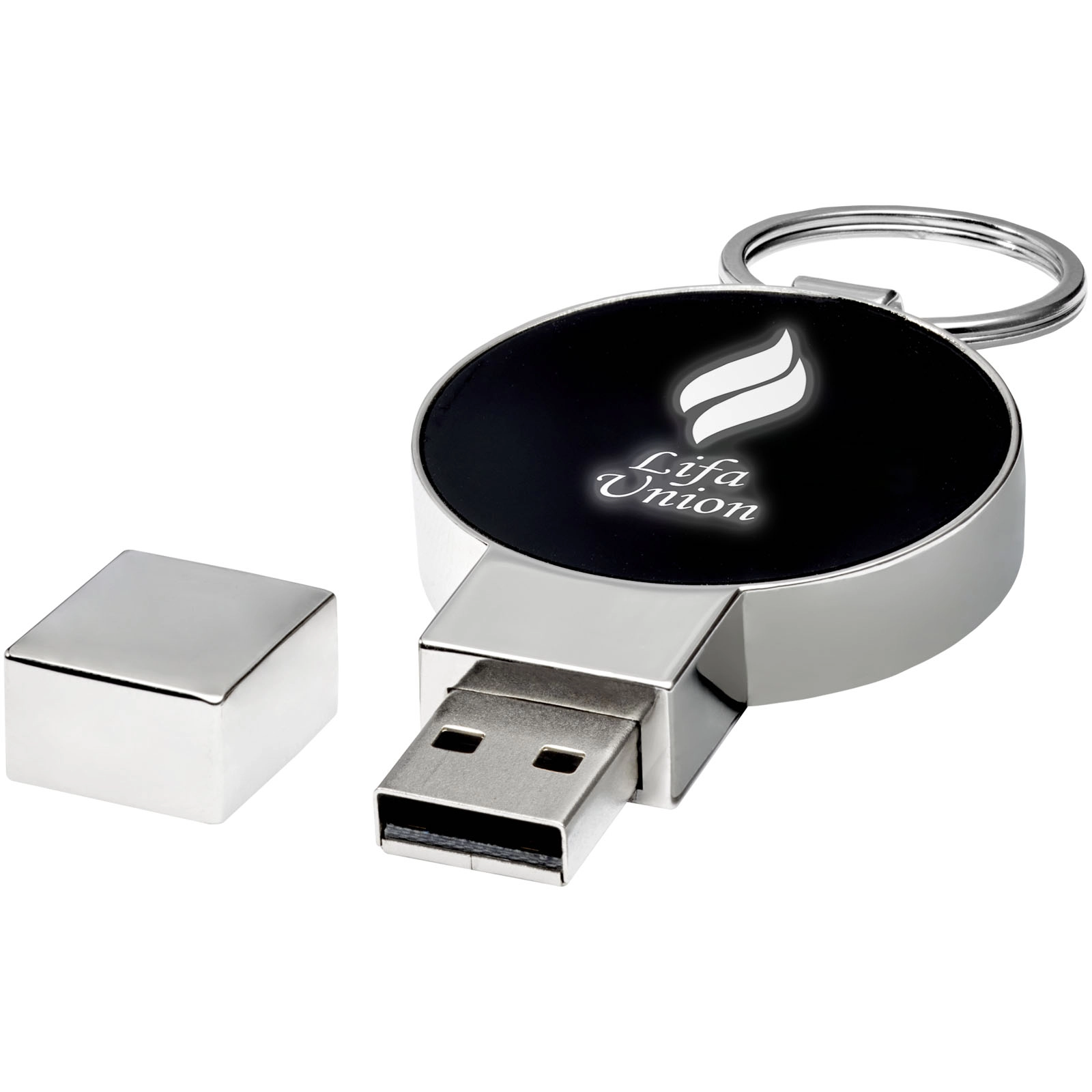 Immagine USB rotonda con logo luminoso