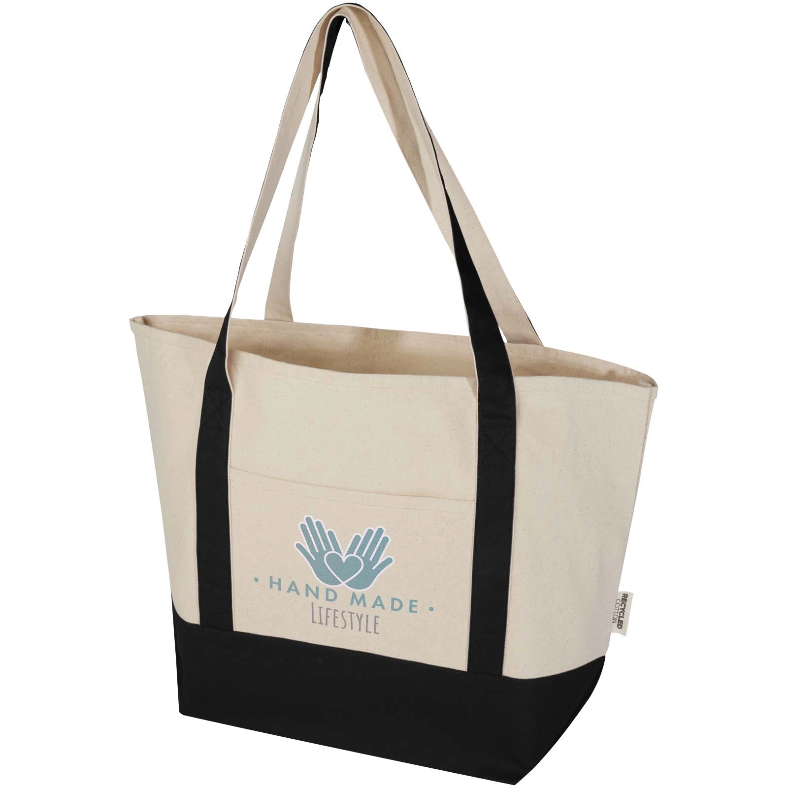 Immagine Tote bag in cotone riciclato certificato GRS da 320 g/m² Sam