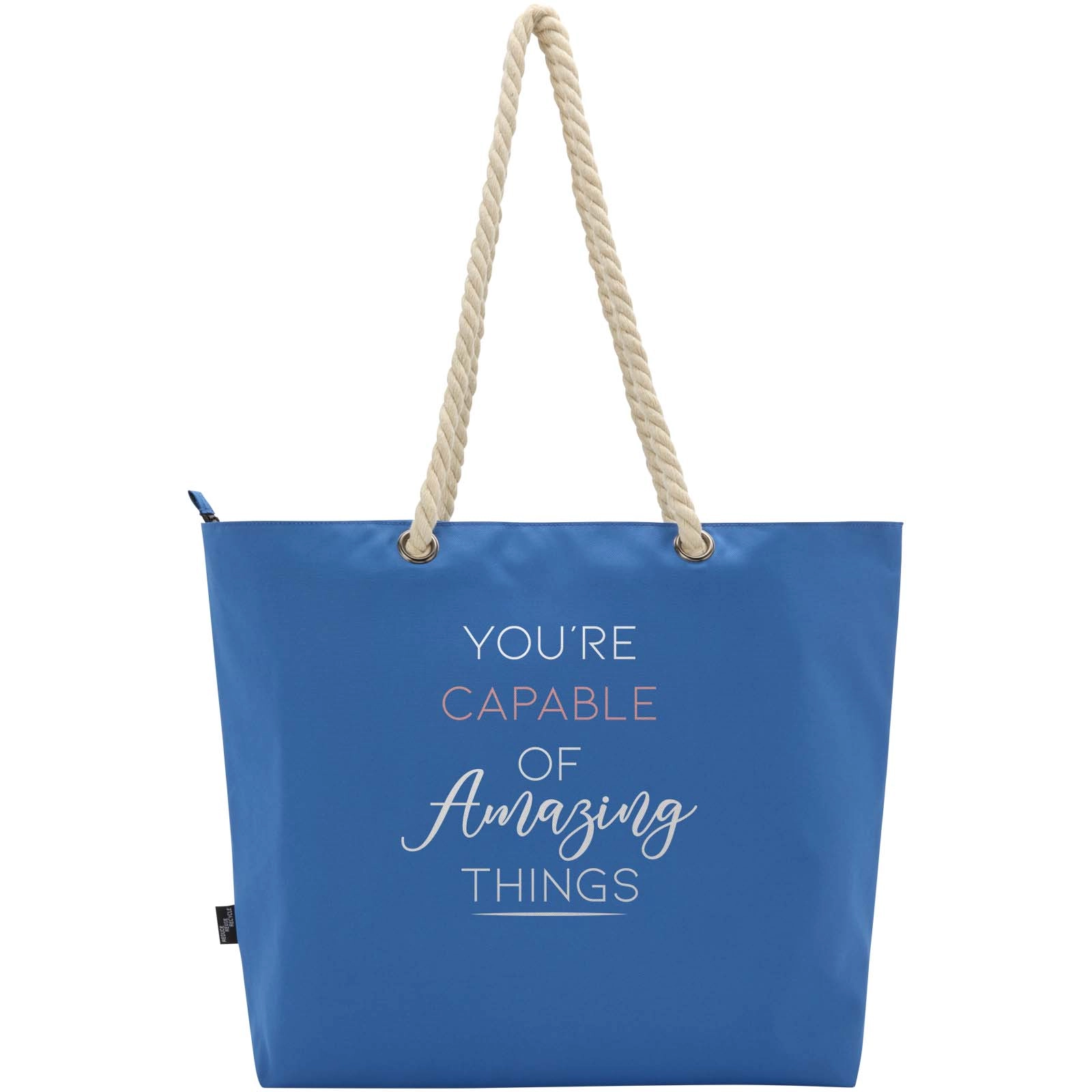 Immagine Tote bag termica da spiaggia in materiale riciclato certificato GRS con manici in corda Panama - 23L