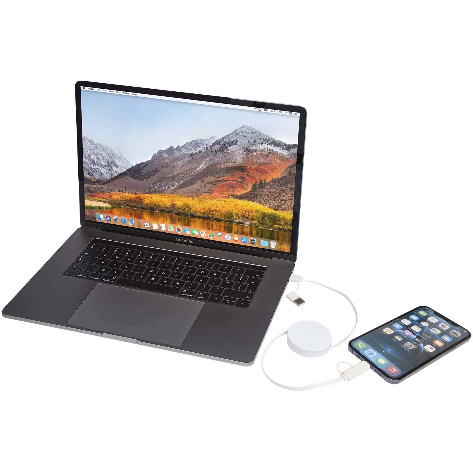 Immagine Cavo 5-in-1 in plastica riciclata retrattile da 90 cm per la sincronizzazione dei dati e la ricarica rapida da 40 W Citala