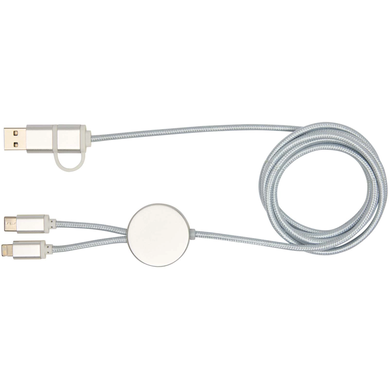 Immagine Cavo 5-in-1 in alluminio e plastica riciclata da 150 cm per la sincronizzazione dei dati e la ricarica rapida da 27 W Alasia