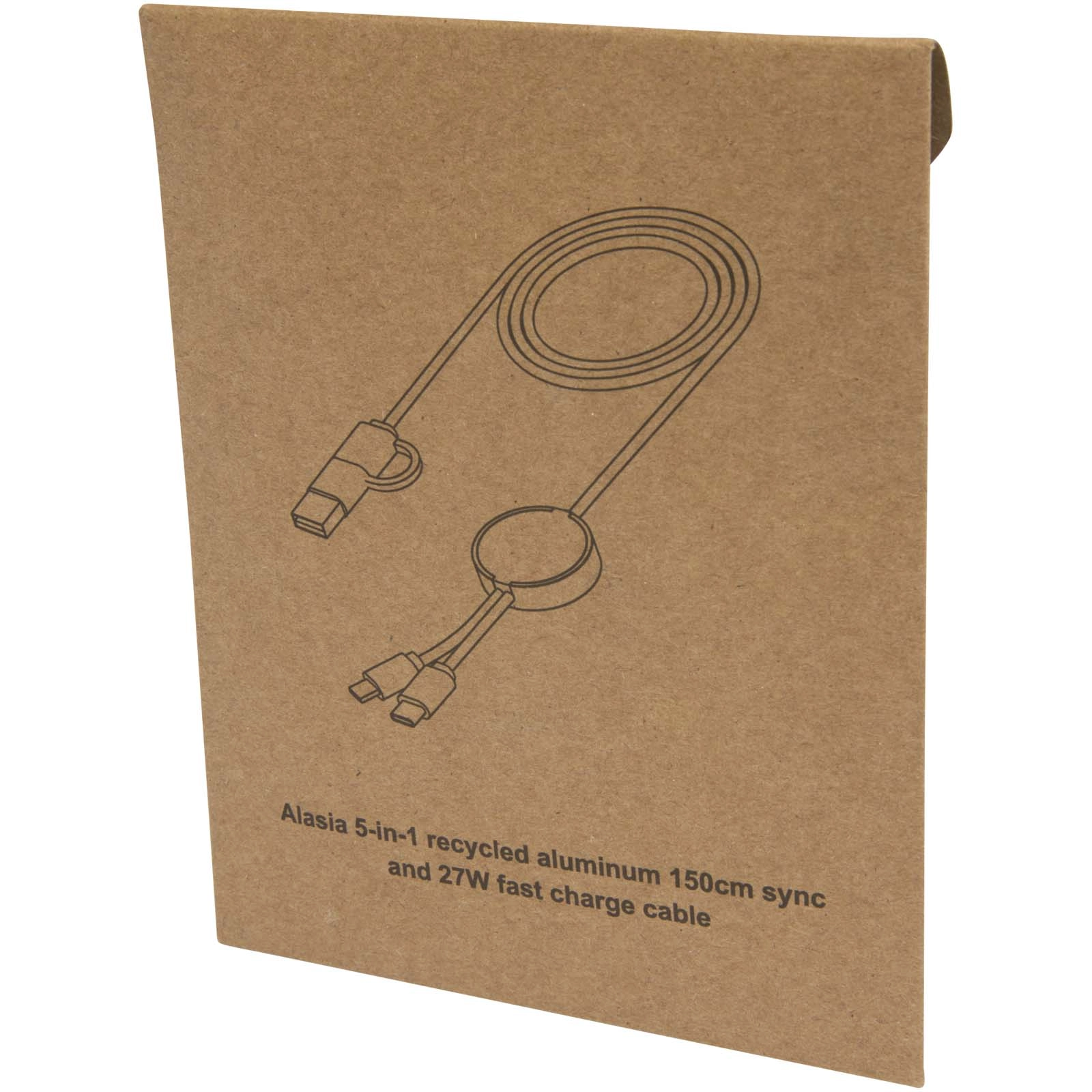 Immagine Cavo 5-in-1 in alluminio e plastica riciclata da 150 cm per la sincronizzazione dei dati e la ricarica rapida da 27 W Alasia