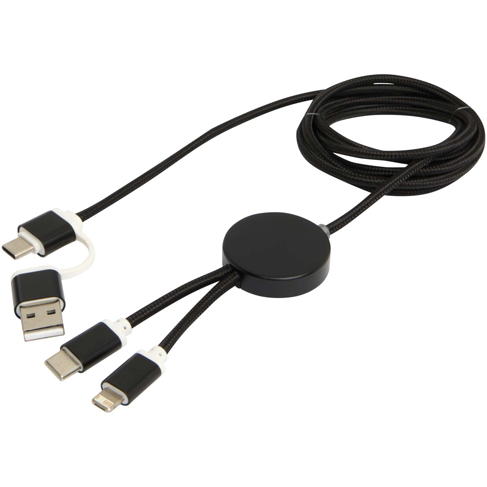 Immagine Cavo 5-in-1 in alluminio e plastica riciclata da 150 cm per la sincronizzazione dei dati e la ricarica rapida da 27 W Alasia