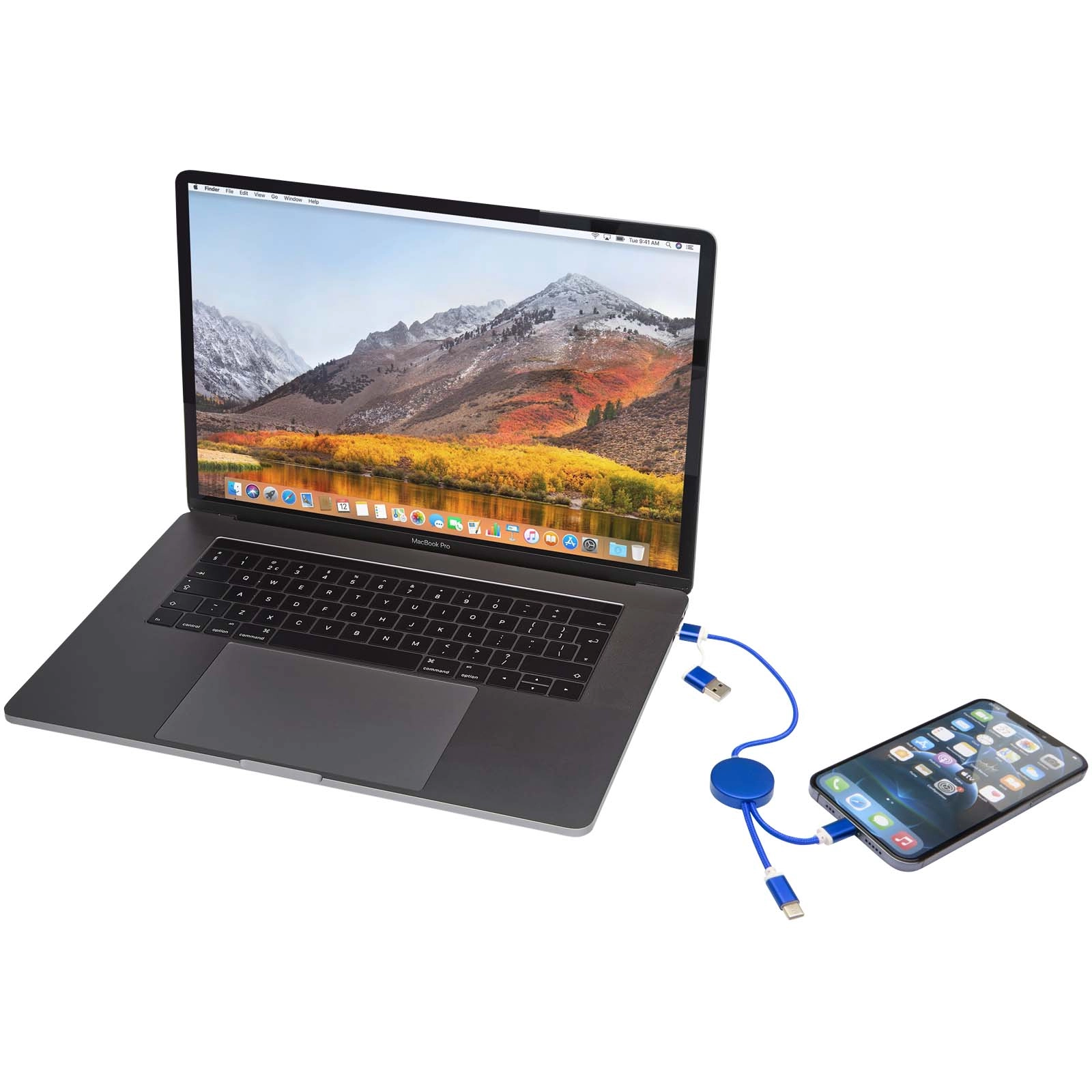 Immagine Cavo 5-in-1 in alluminio e plastica riciclata da 30 cm per la sincronizzazione dei dati e la ricarica rapida da 27 W Alasia