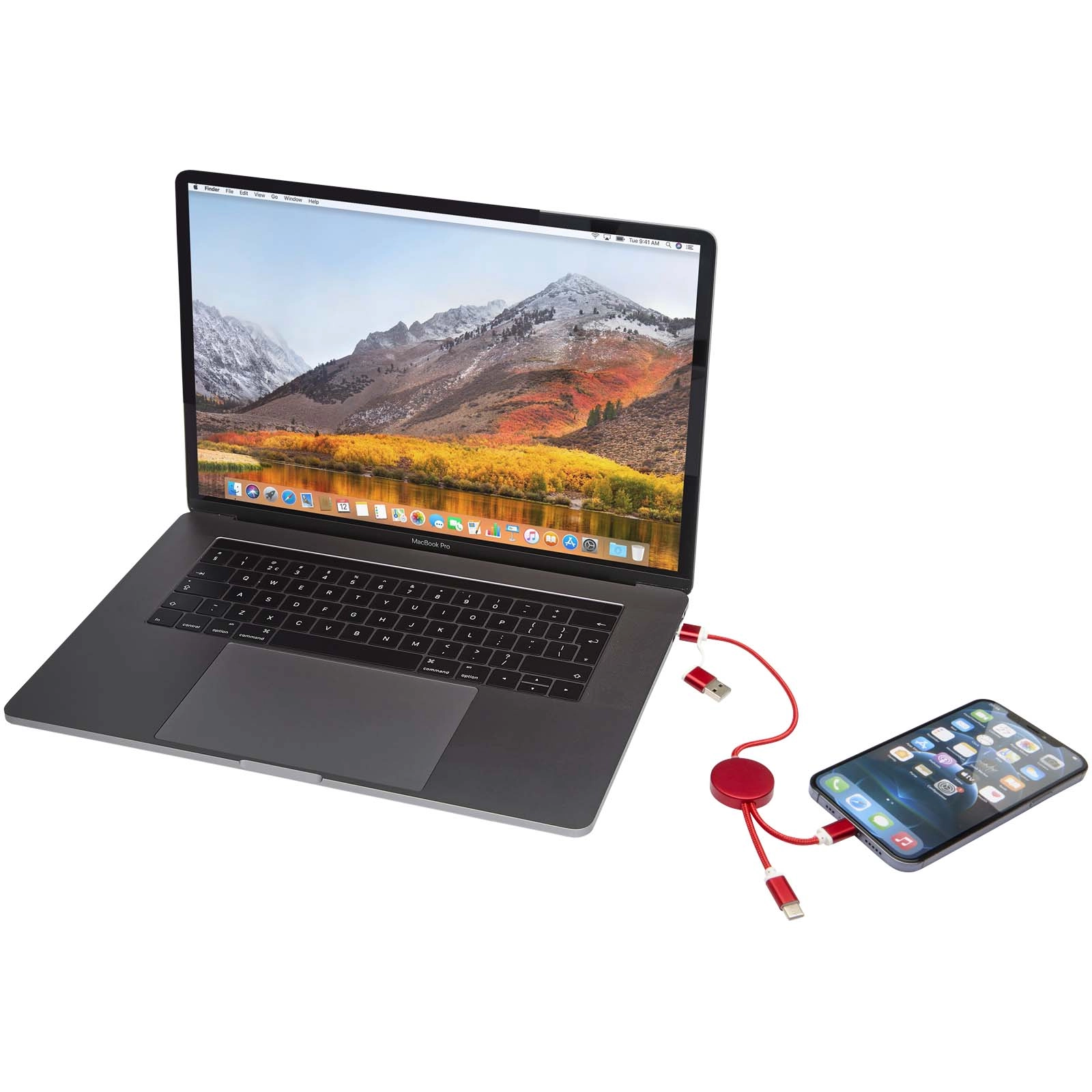 Immagine Cavo 5-in-1 in alluminio e plastica riciclata da 30 cm per la sincronizzazione dei dati e la ricarica rapida da 27 W Alasia