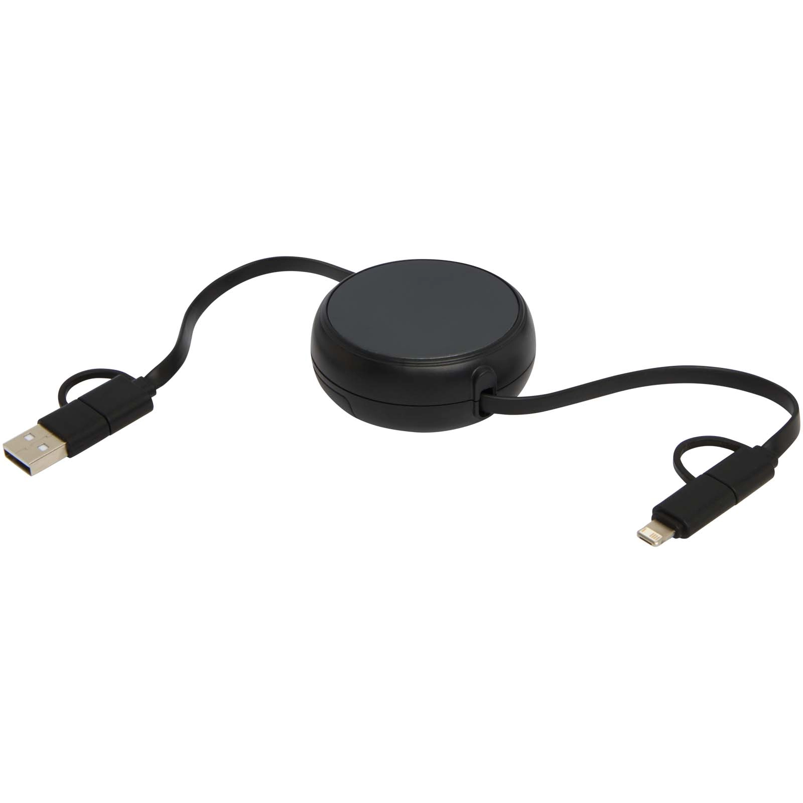 Immagine Cavo retrattile 5 in 1 da 100 cm in plastica riciclata e alluminio per la sincronizzazione dei dati e la ricarica rapida da 45 W Alasia