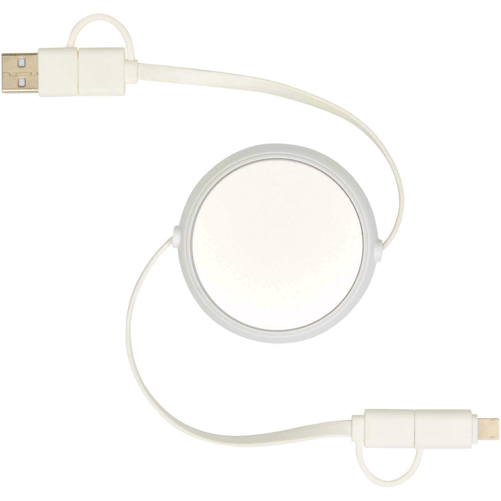 Immagine Cavo retrattile 5 in 1 da 100 cm in plastica riciclata e alluminio per la sincronizzazione dei dati e la ricarica rapida da 45 W Alasia