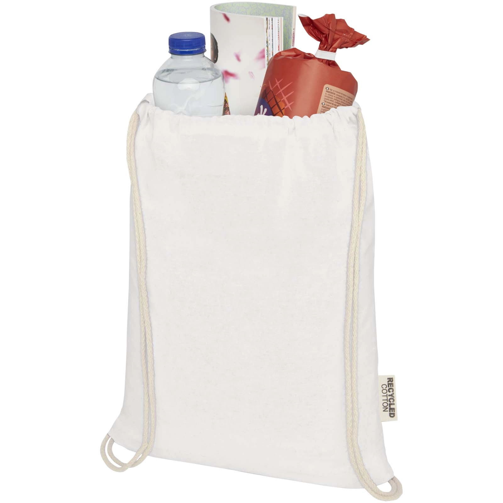 Immagine Borsa con cordoncino in cotone riciclato certificato GRS da 140 g/m² Oregon