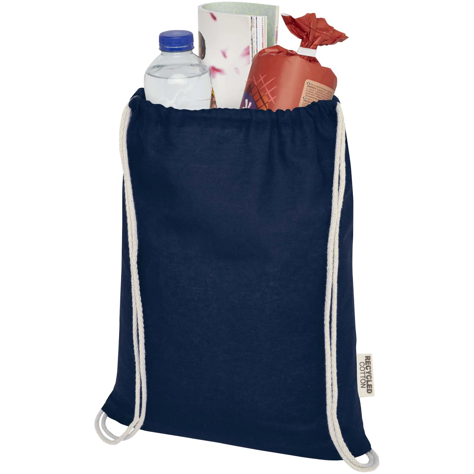 Immagine Borsa con cordoncino in cotone riciclato certificato GRS da 140 g/m² Oregon