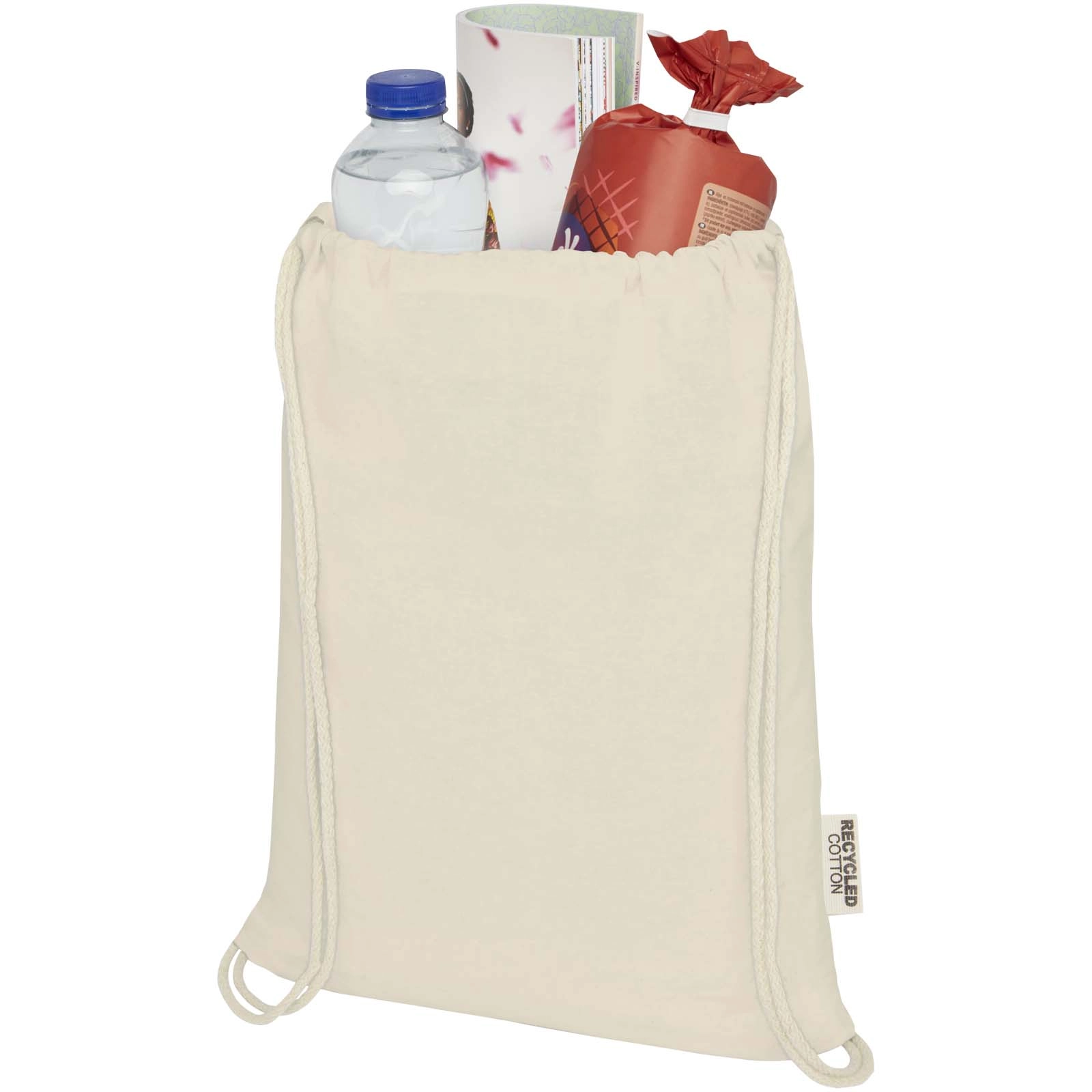 Immagine Borsa con cordoncino in cotone riciclato certificato GRS da 140 g/m² Oregon