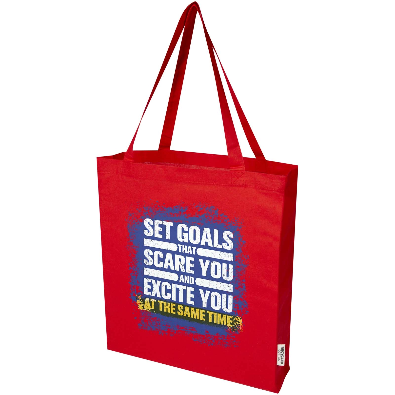Immagine Tote bag a soffietto in cotone riciclato certificato GRS da 140 g/m² Madras