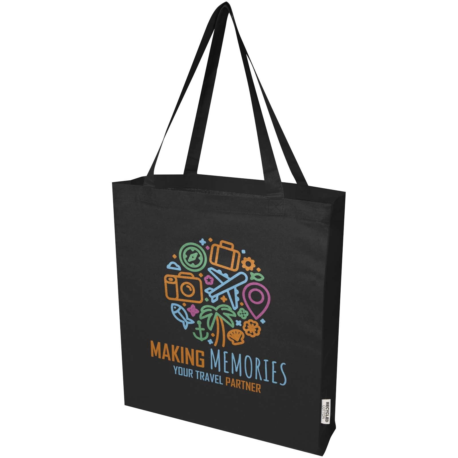 Immagine Tote bag a soffietto in cotone riciclato certificato GRS da 140 g/m² Madras