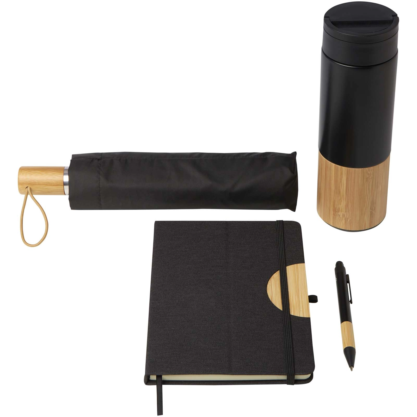 Immagine Set regalo con blocco note formato A5 con copertina rigida e penna a sfera Carmen (inchiostro nero)