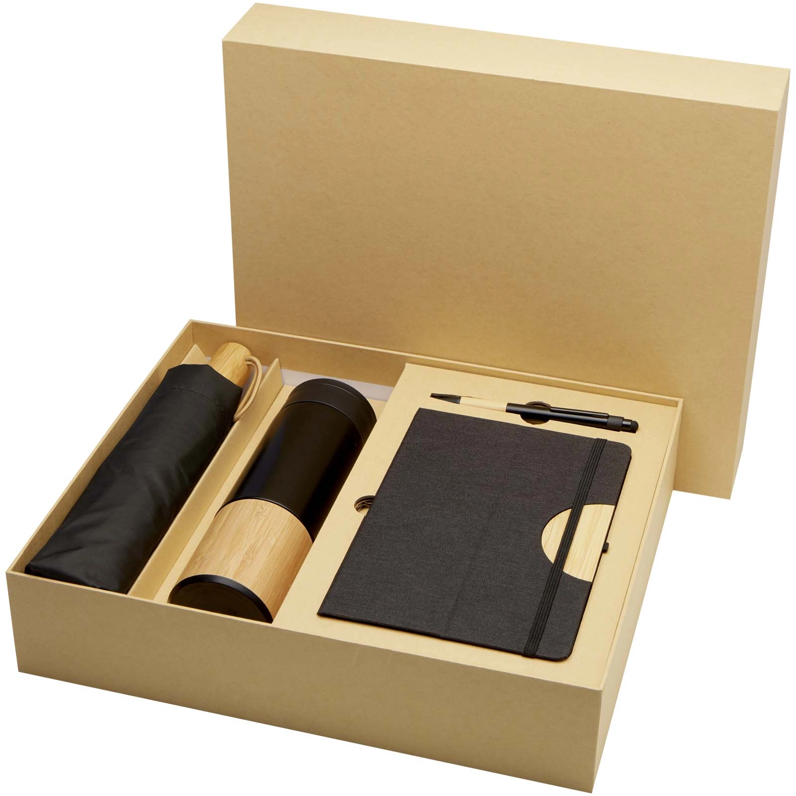 Immagine Set regalo con blocco note formato A5 con copertina rigida e penna a sfera Carmen (inchiostro nero)
