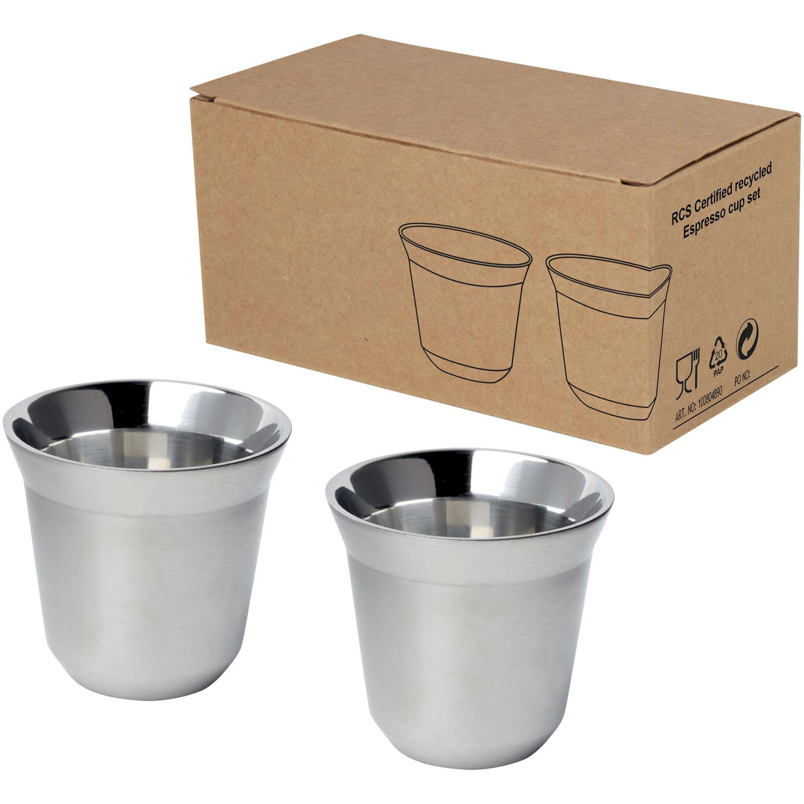Immagine Set di tazze per caffè espresso in acciaio inossidabile certificato RCS da 80 ml Duo 
