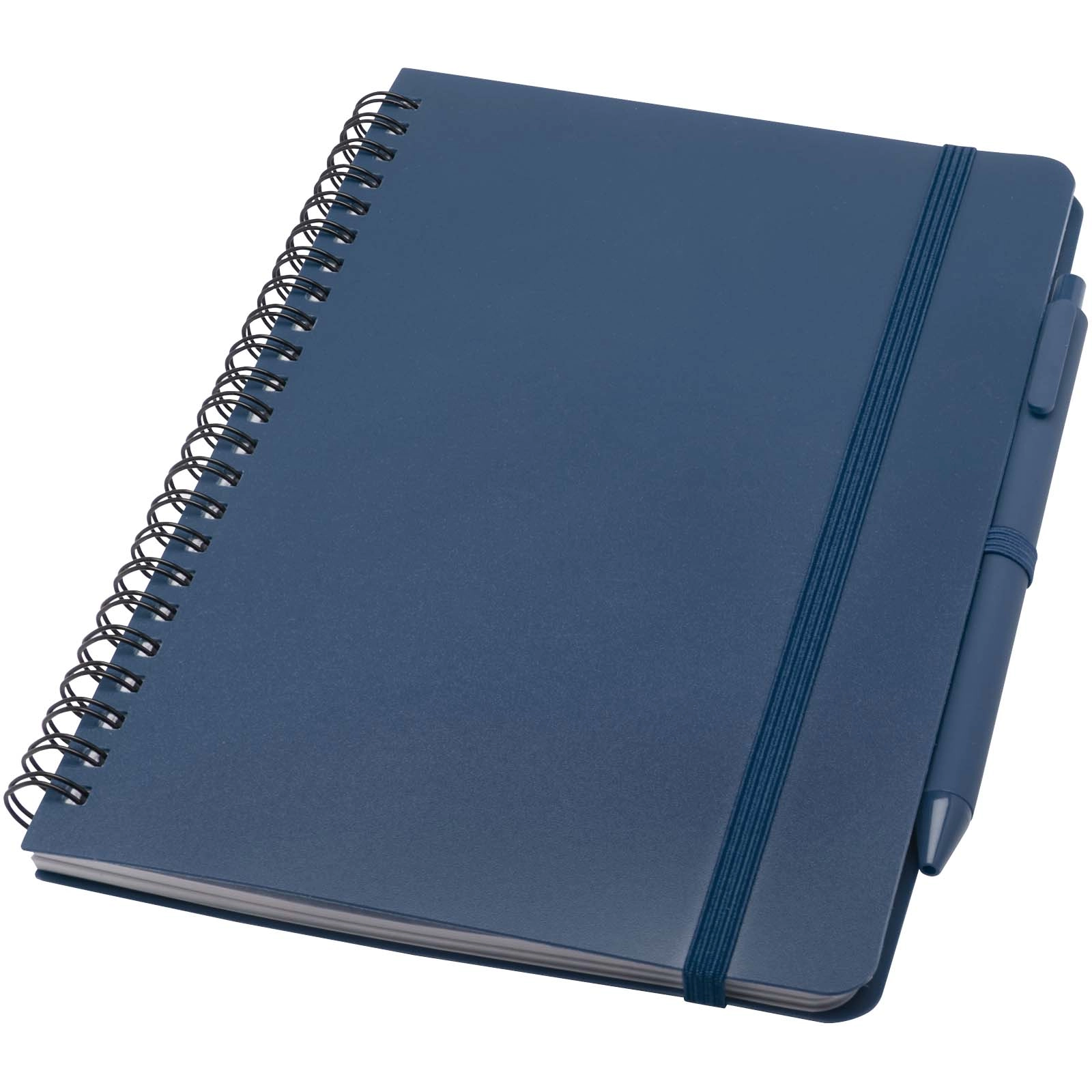 Immagine Blocco note formato A5 con copertina rigida in plastica recuperata in prossimità degli oceani e penna a sfera Thalaasa (inchiostro nero)