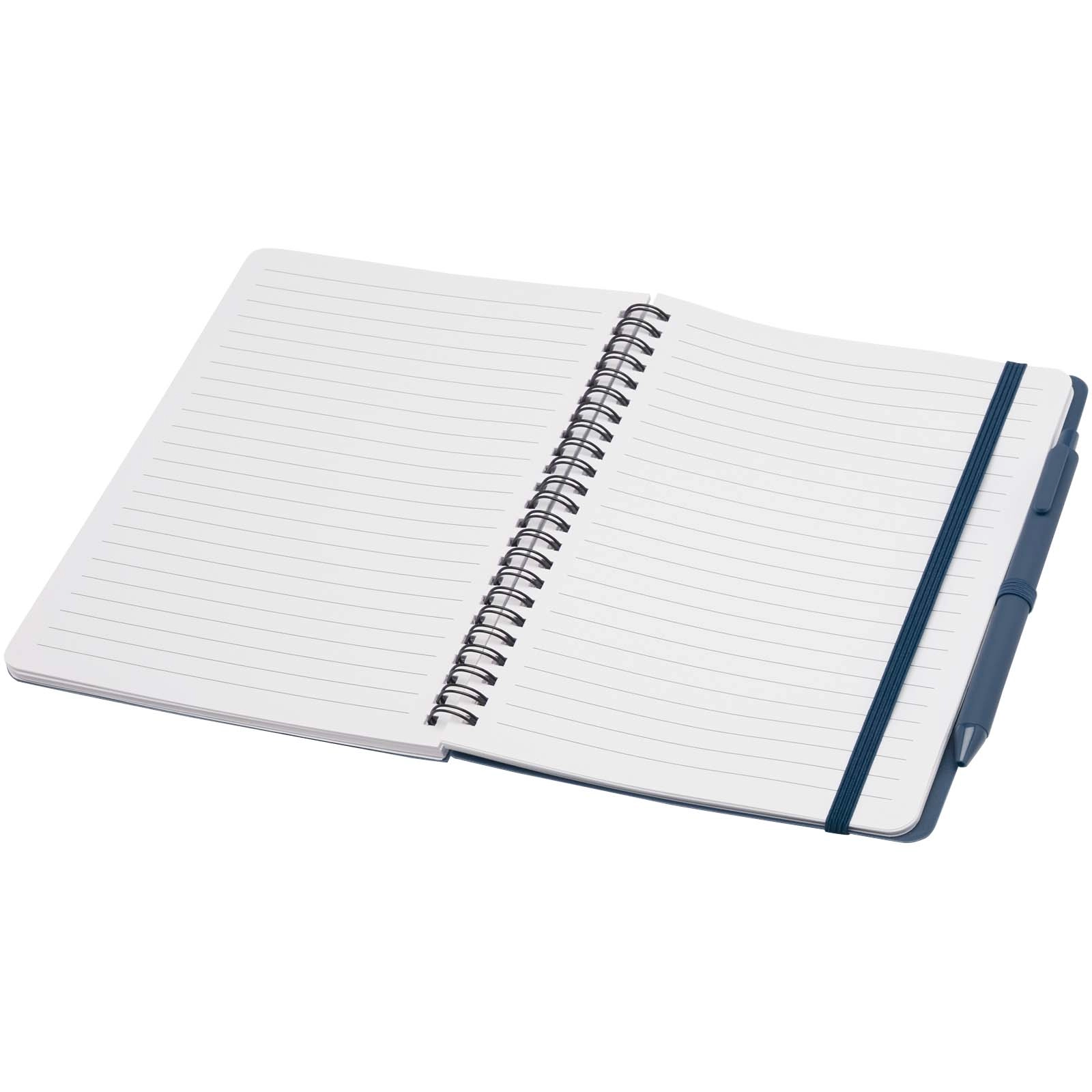 Immagine Blocco note formato A5 con copertina rigida in plastica recuperata in prossimità degli oceani e penna a sfera Thalaasa (inchiostro nero)